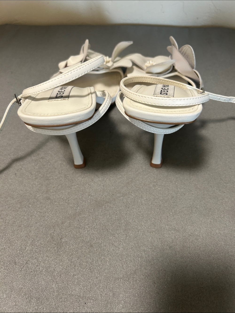 Steve Madden White Floral Open-Toe Ankle-Strap Heels- Amani sandal - Picture 6 of 9